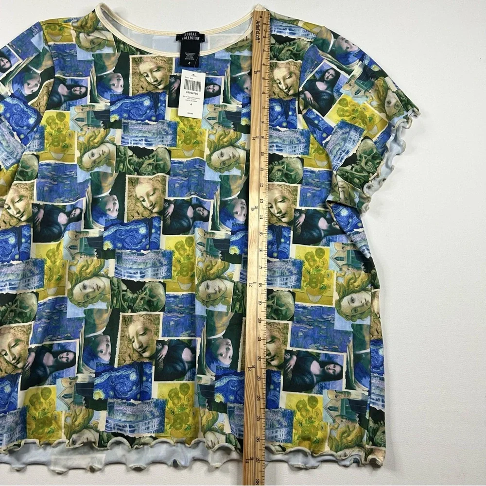 Hot Topic Social Collision Top Plus Size 4 Ruched Classic Art Shirt NEW WITH TAG - Picture 4 of 6